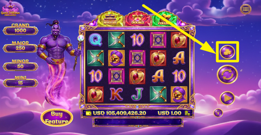 Game Time Tec Genie 3 Wishes Adjust Bet