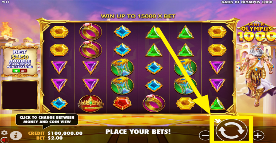 Gates Of Olympus 1000 Spin Button