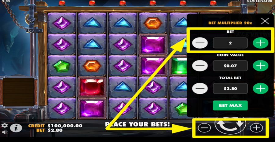Gem Elevator Adjust Bet Level