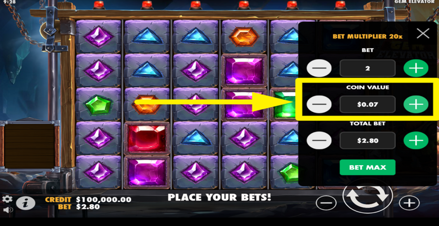 Gem Elevator Adjust Coin Value