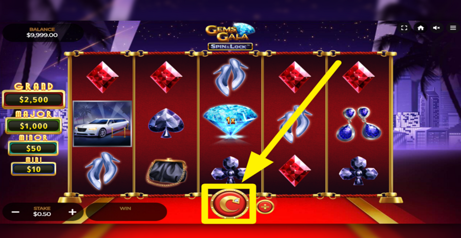 Gems Gala Spin And Lock Spin Button