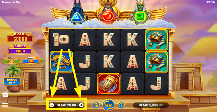 Gems Of Ra Adjust Bet
