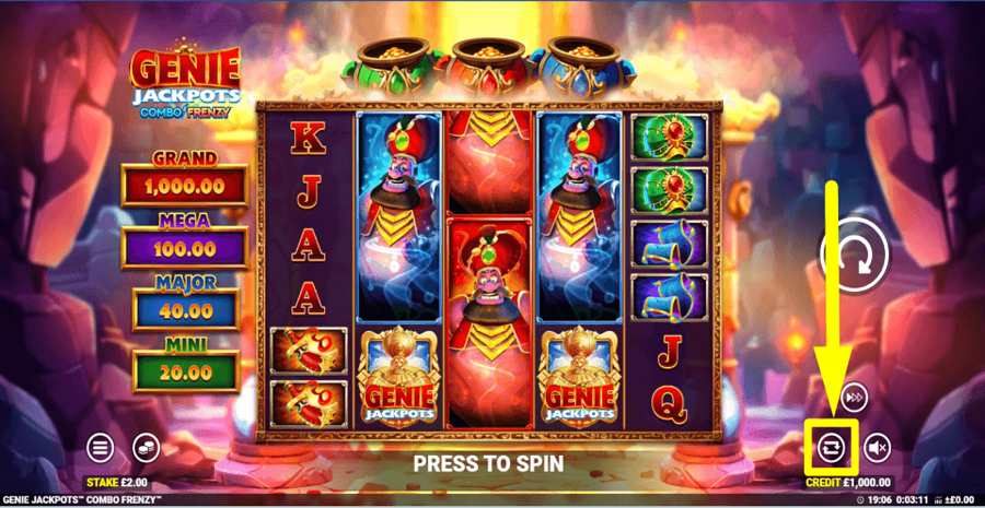 Genie Jackpots Combo Frenzy Autoplay Feature