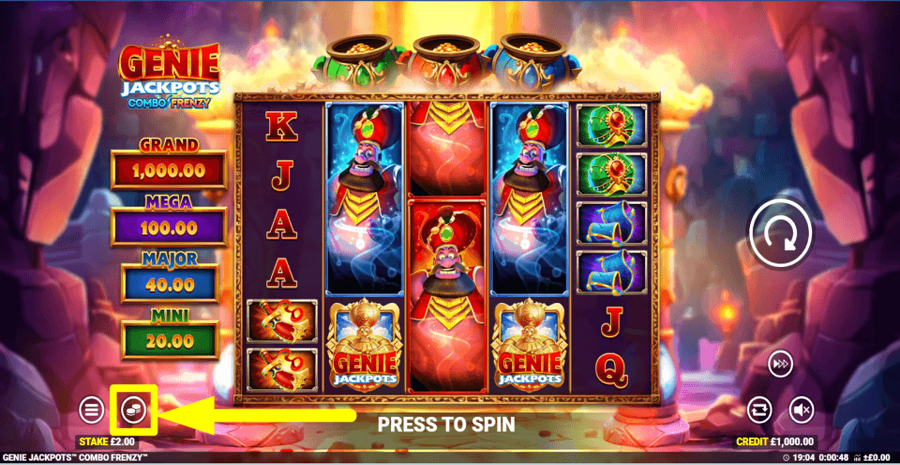 Genie Jackpots Combo Frenzy Bet Value