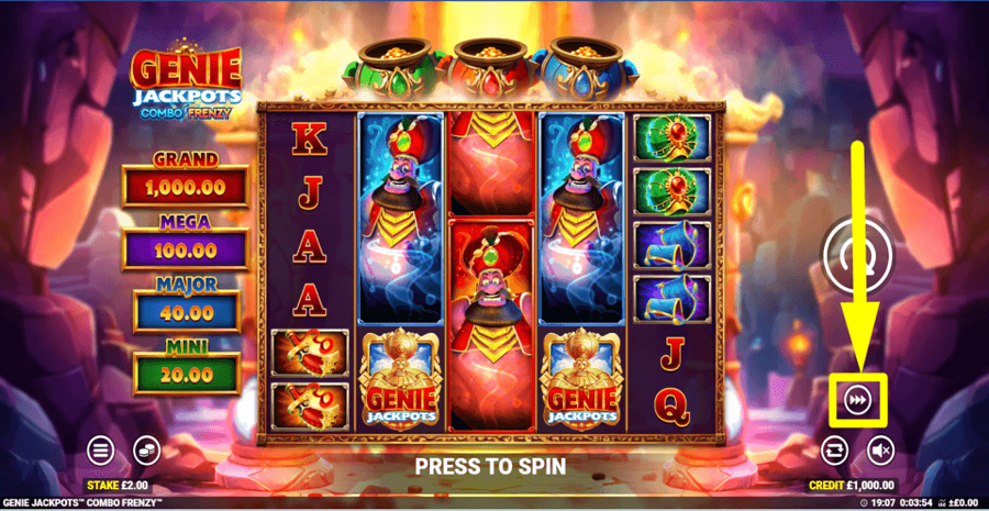 Genie Jackpots Combo Frenzy Turbo Feature