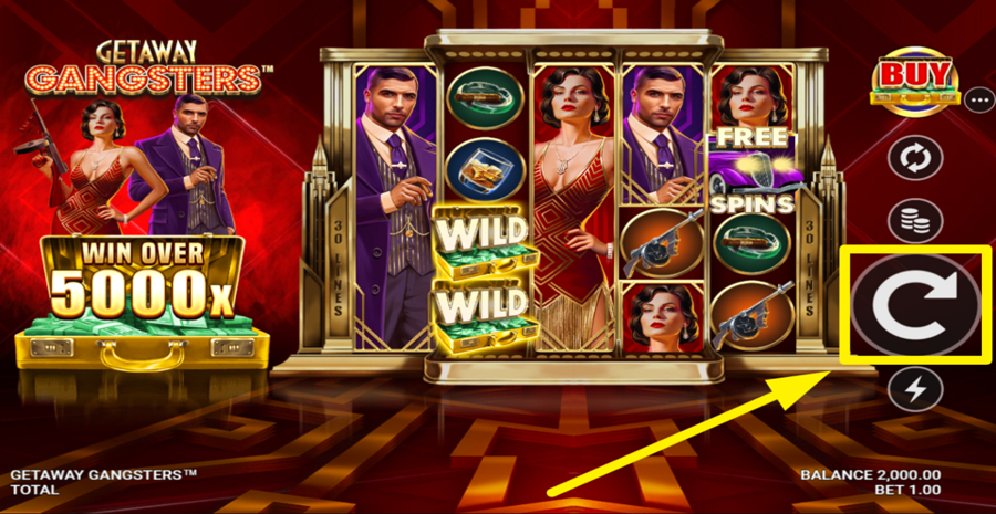 Getaway Gangsters Spin Button