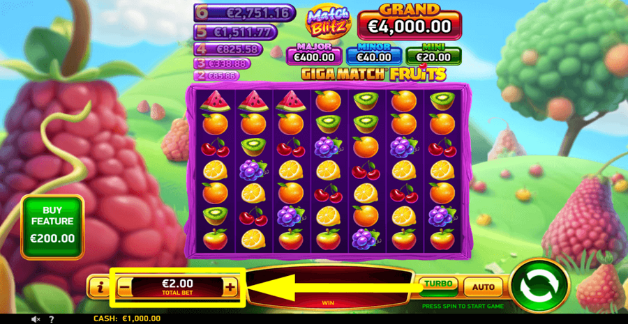 Giga Match Fruits Bet Value