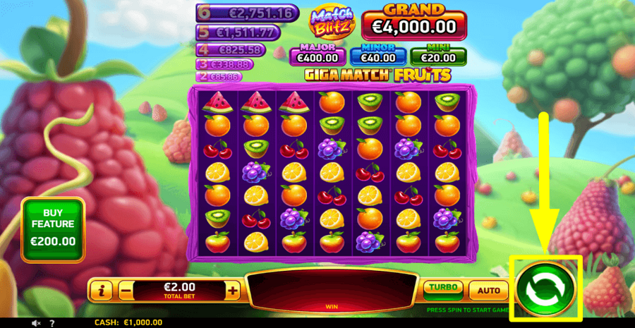 Giga Match Fruits Spin Button