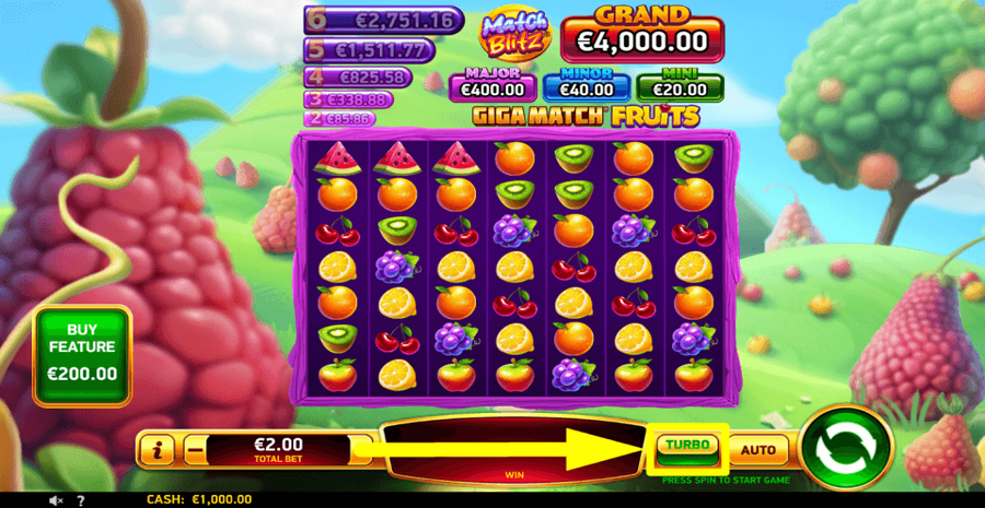 Giga Match Fruits Turbo Feature
