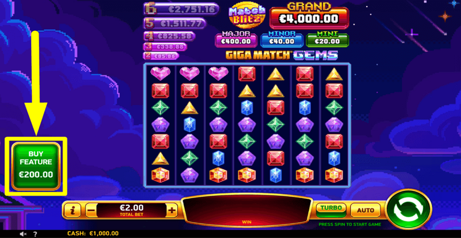 Giga Match Gems Buy Feature