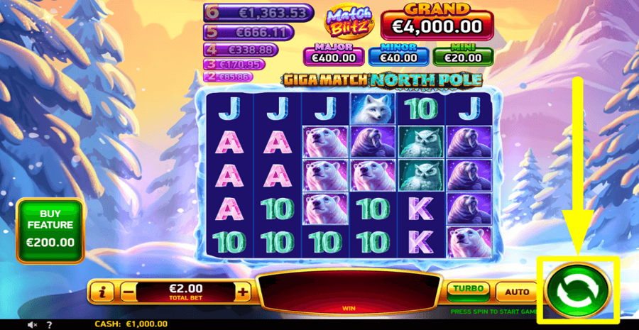 Giga Match North Pole Spin Button