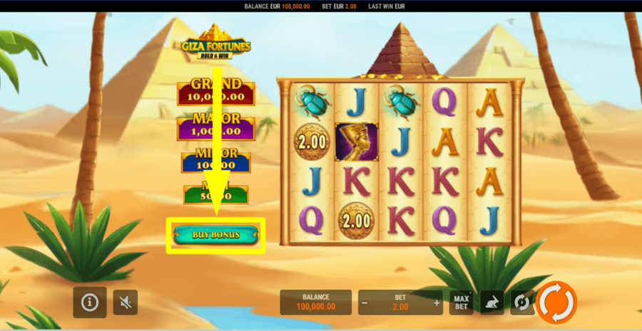 Giza Fortunes Hold And Win Buy Feature