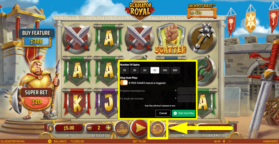 Gladiator Royal Autoplay Feature