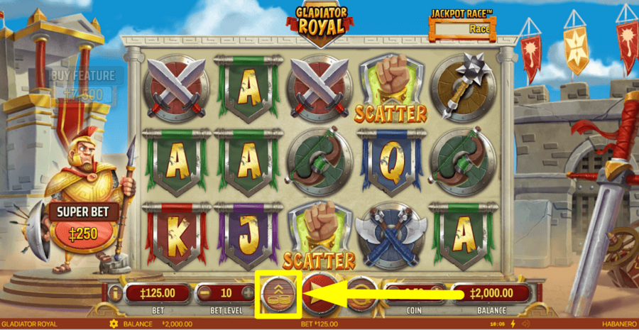 Gladiator Royal Max Bet Button