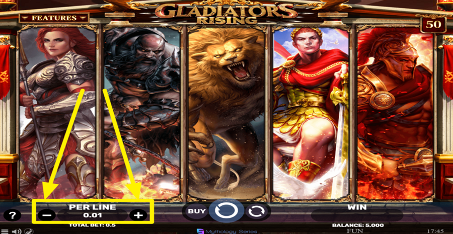 Gladiators Rising Adjust Bet