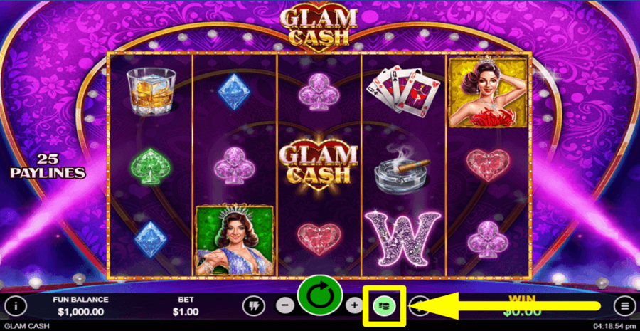 Glam Cash Max Bet Button