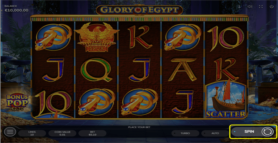 Glory Of Egypt Spin Button