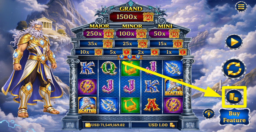 Glory Of Olympus Zeus Hold And Conquer Adjust Bet