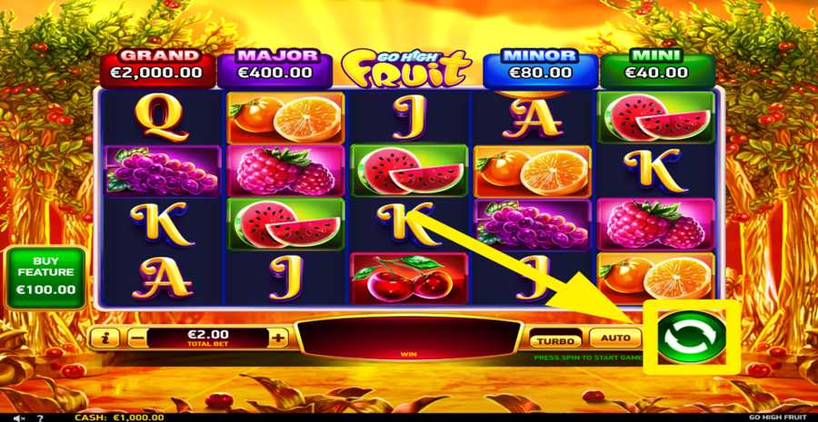 Go High Fruit Spin Button