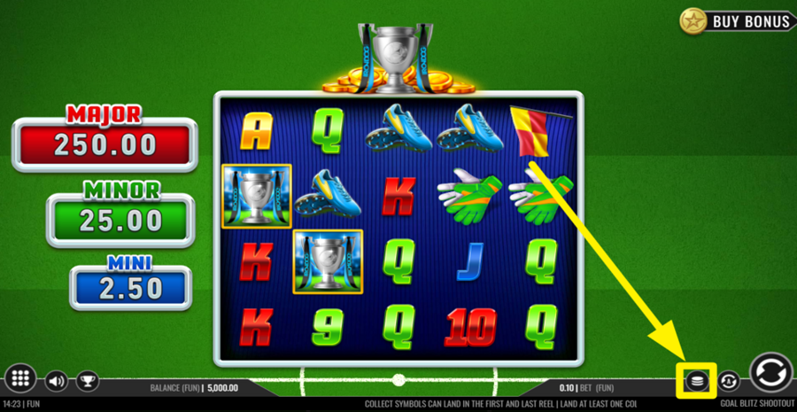 Goal Blitz Shootout Adjust Bet