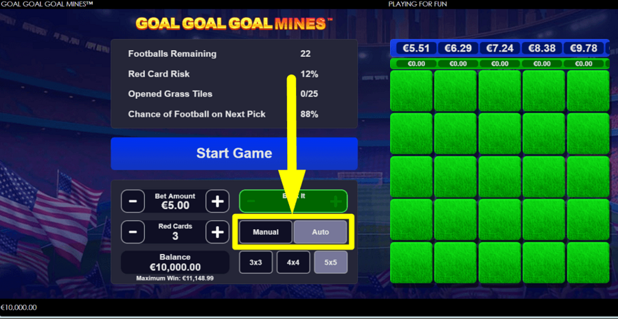 Goal Goal Goal Mines Autoplay Feature