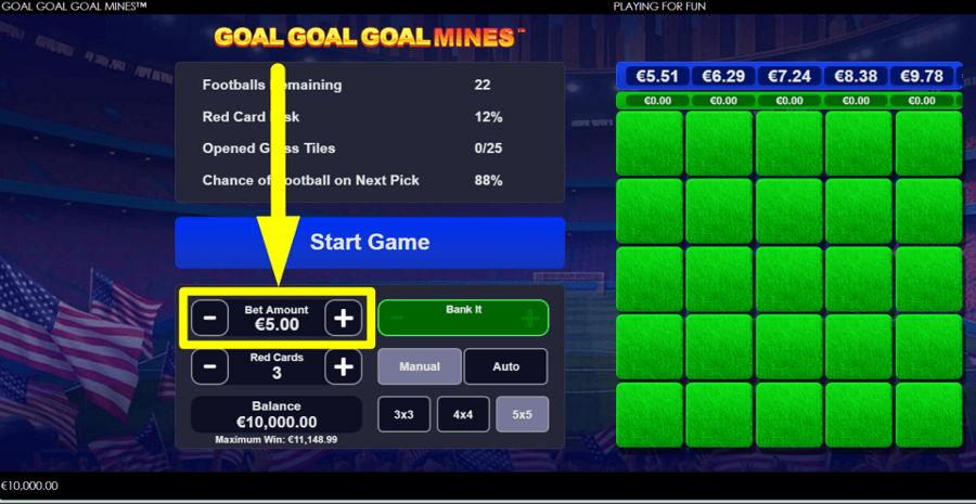 Goal Goal Goal Mines Bet Value