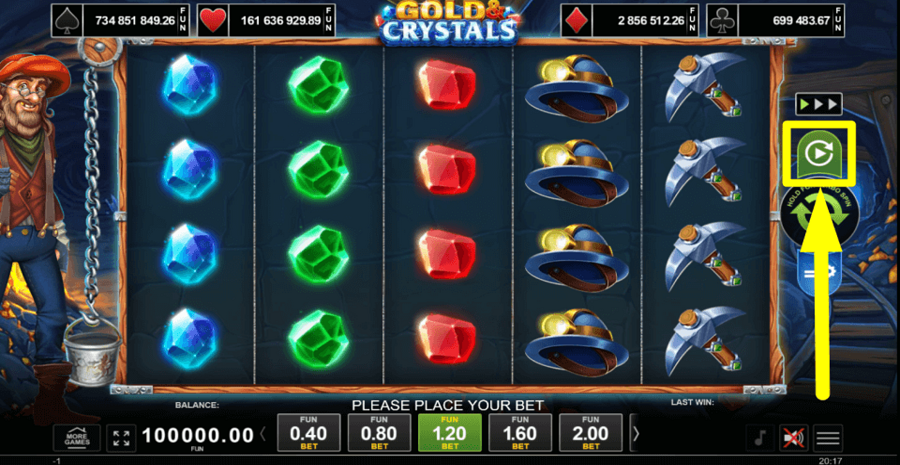 Gold And Crystals Autoplay Feature