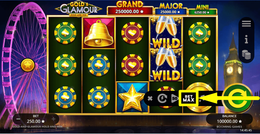 Gold And Glamour Hold And Win Bet Max Button