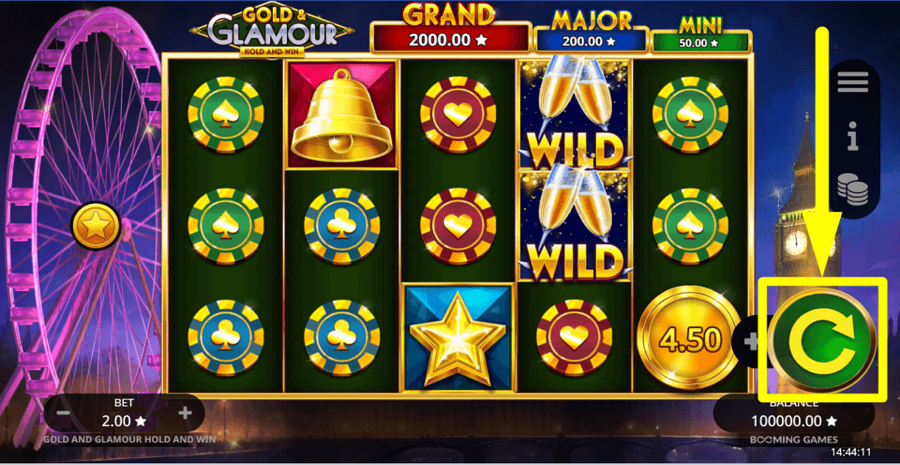Gold And Glamour Hold And Win Spin Button