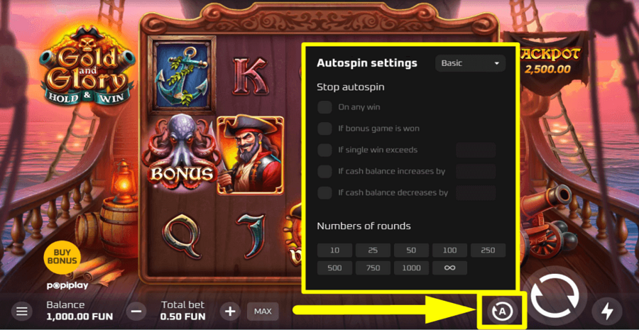 Gold And Glory Hold And Win Autoplay Feature