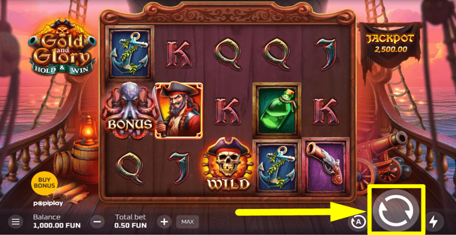 Gold And Glory Hold And Win Spin Button