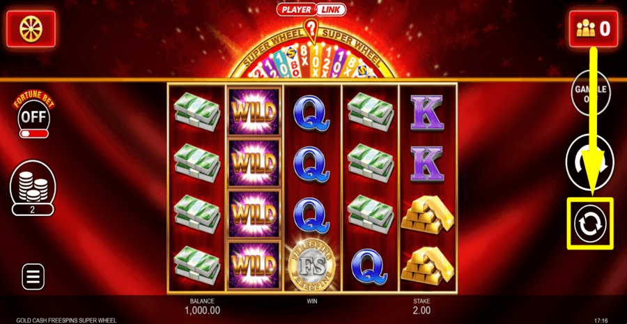 Gold Cash Free Spins Super Wheel Autoplay Feature