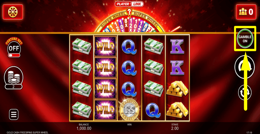 Gold Cash Free Spins Super Wheel Gamble Feature
