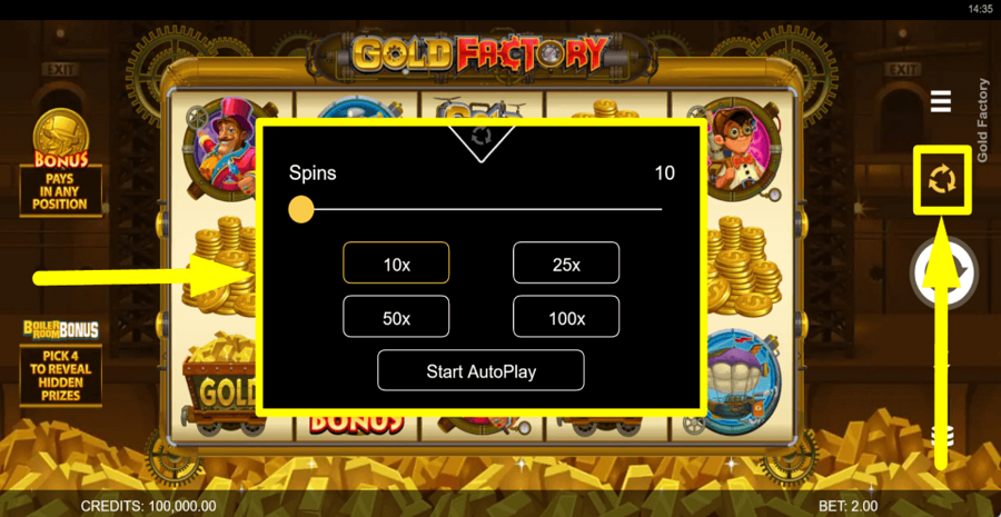 Gold Factory Autoplay Feature