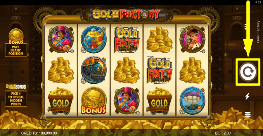 Gold Factory Spin Button