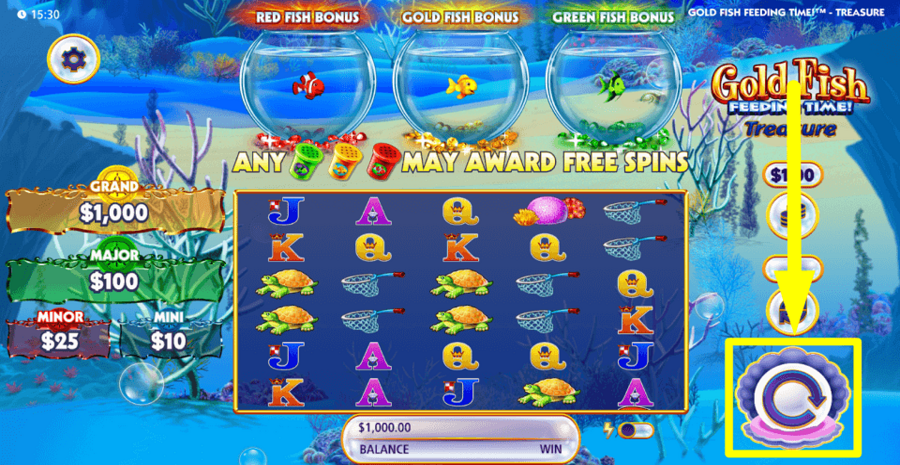 Gold Fish Feeding Time Spin Button