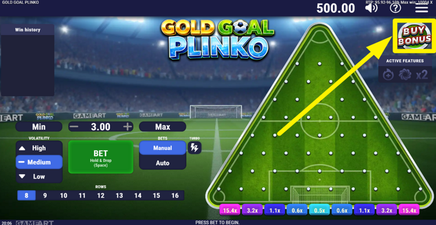 Gold Goal Plinko Buy Bonus