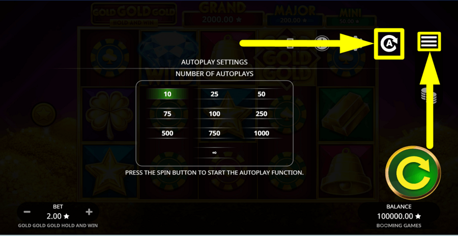 Gold Gold Gold Hold And Win Autoplay Feature