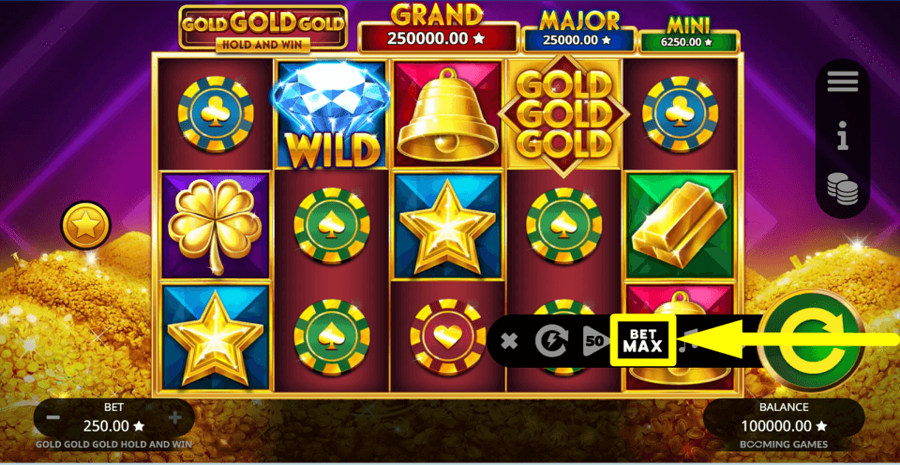 Gold Gold Gold Hold And Win Bet Max Button