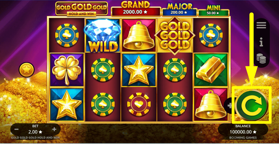 Gold Gold Gold Hold And Win Spin Button