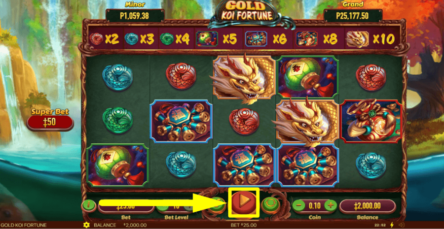 Gold Koi Fortune Play Button