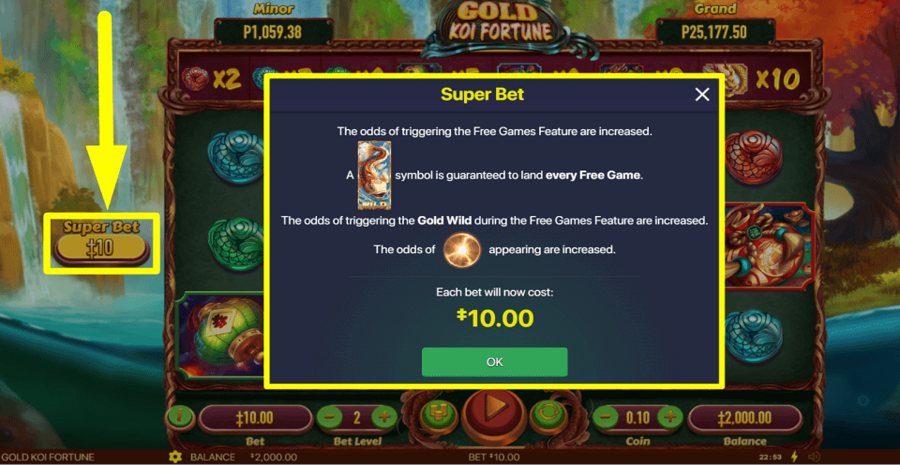 Gold Koi Fortune Super Bet Feature