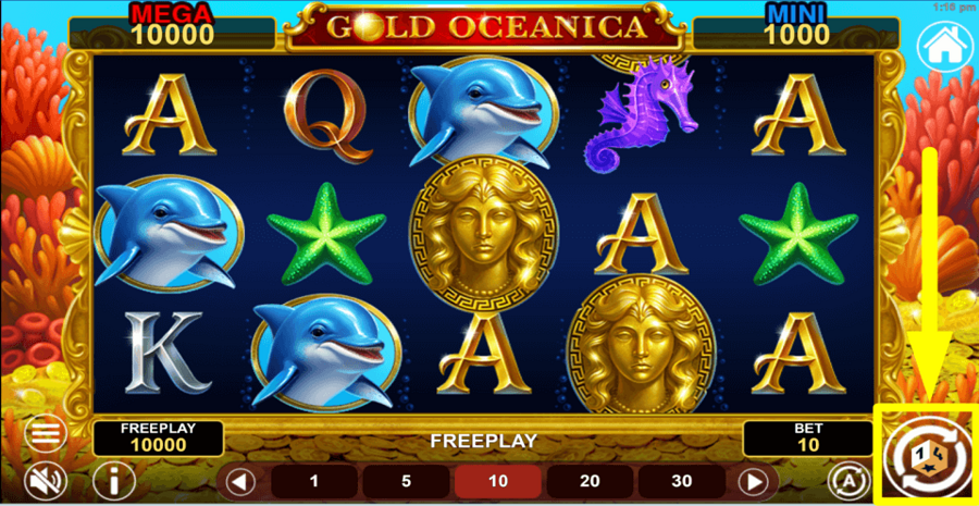 Gold Oceanica Hold And Win Spin Button
