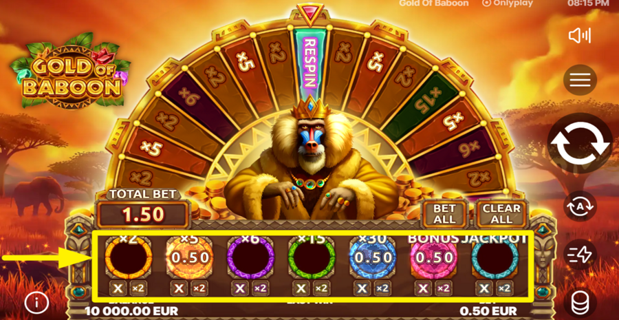 Gold Of Baboon Place Bet