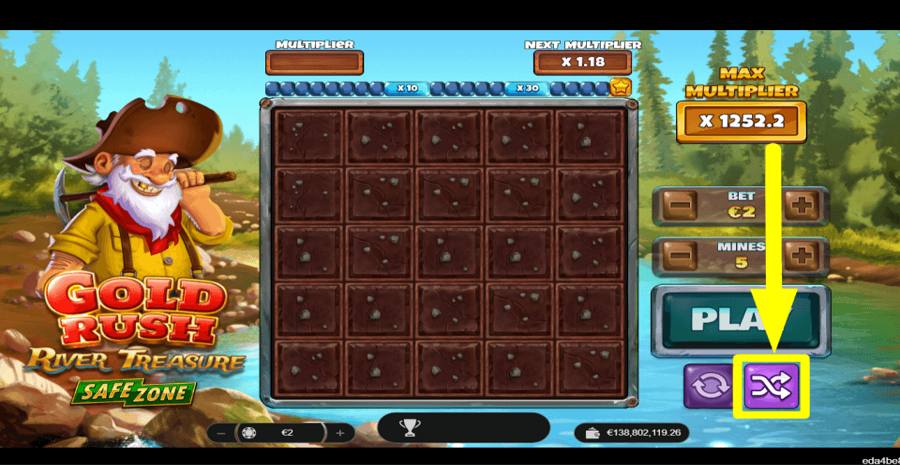 Gold Rush River Treasure Shuffle Feature
