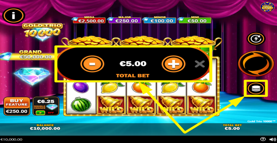 Gold Trio 10000 Adjust Bet