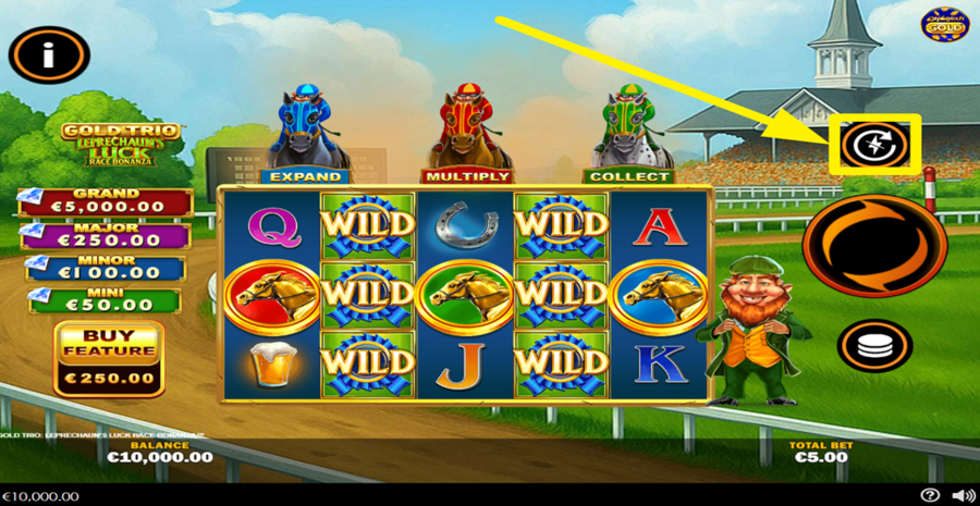 Gold Trio Leprechauns Luck Race Bonanza Autoplay