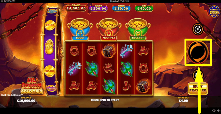 Gold Trio Lil Demon Spin Button