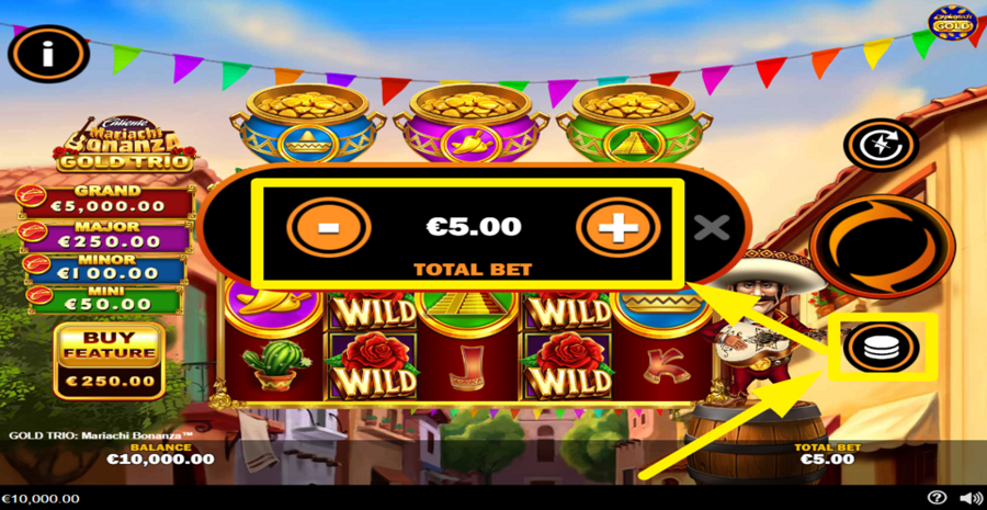 Gold Trio Mariachi Bonanza Adjust Bet
