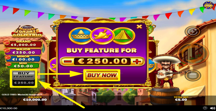 Gold Trio Mariachi Bonanza Buy Feature